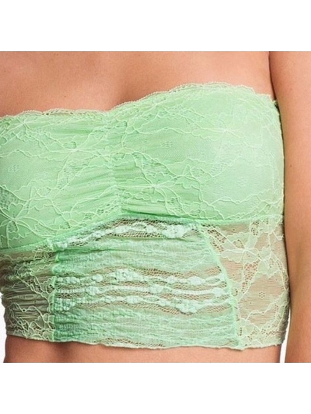NWOT Free People Lace Bandeau Bralette in Mint Green S Small